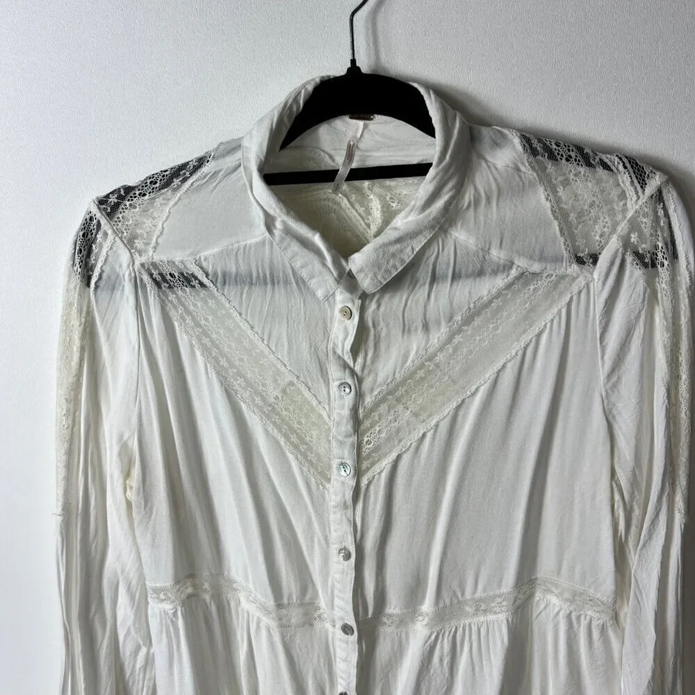 Free people button up lace top women’s small‎